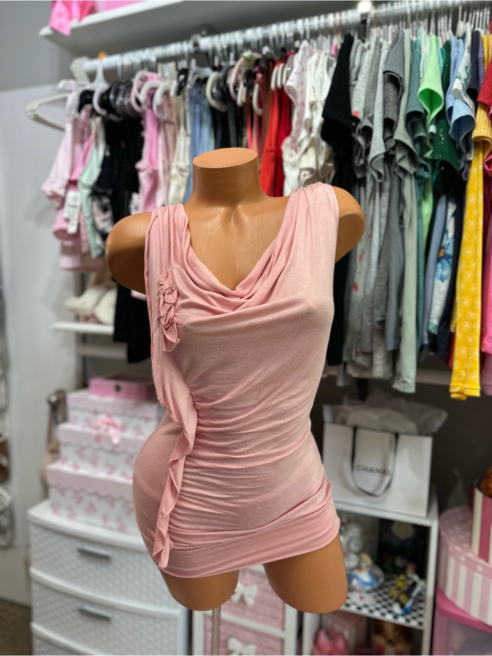 5 for $15! Heart Soul Pink Sleeveless Cowl Ruffled Top XS